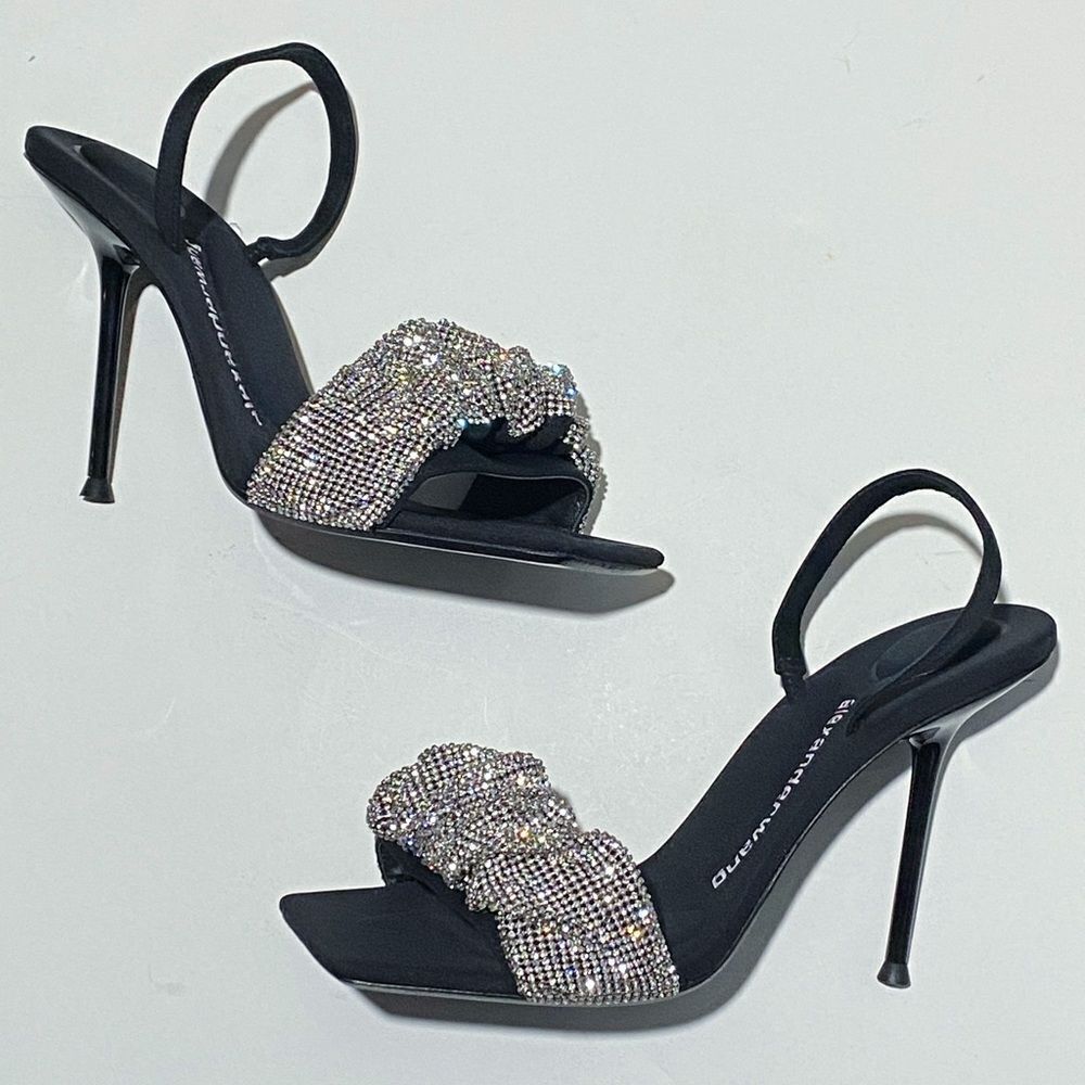 Alexander Wang Julie Scrunchie Embellished Slingback High Heel Sandals size 38